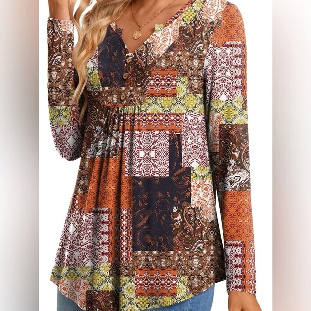 Patchwork Long Sleeve Top - Picture 3 of 4